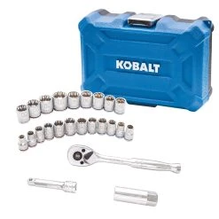 Kobalt Set Chrome 24-Piece (3/8-In) Mechanic Standard (Sae) Metric Combination Polished