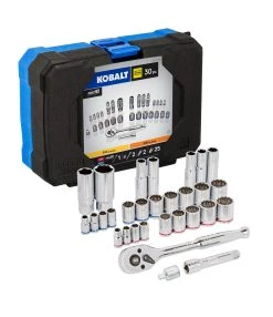 Kobalt Set Chrome 30-Piece (3/8-In) Mechanic Standard (Sae) Metric Combination Polished