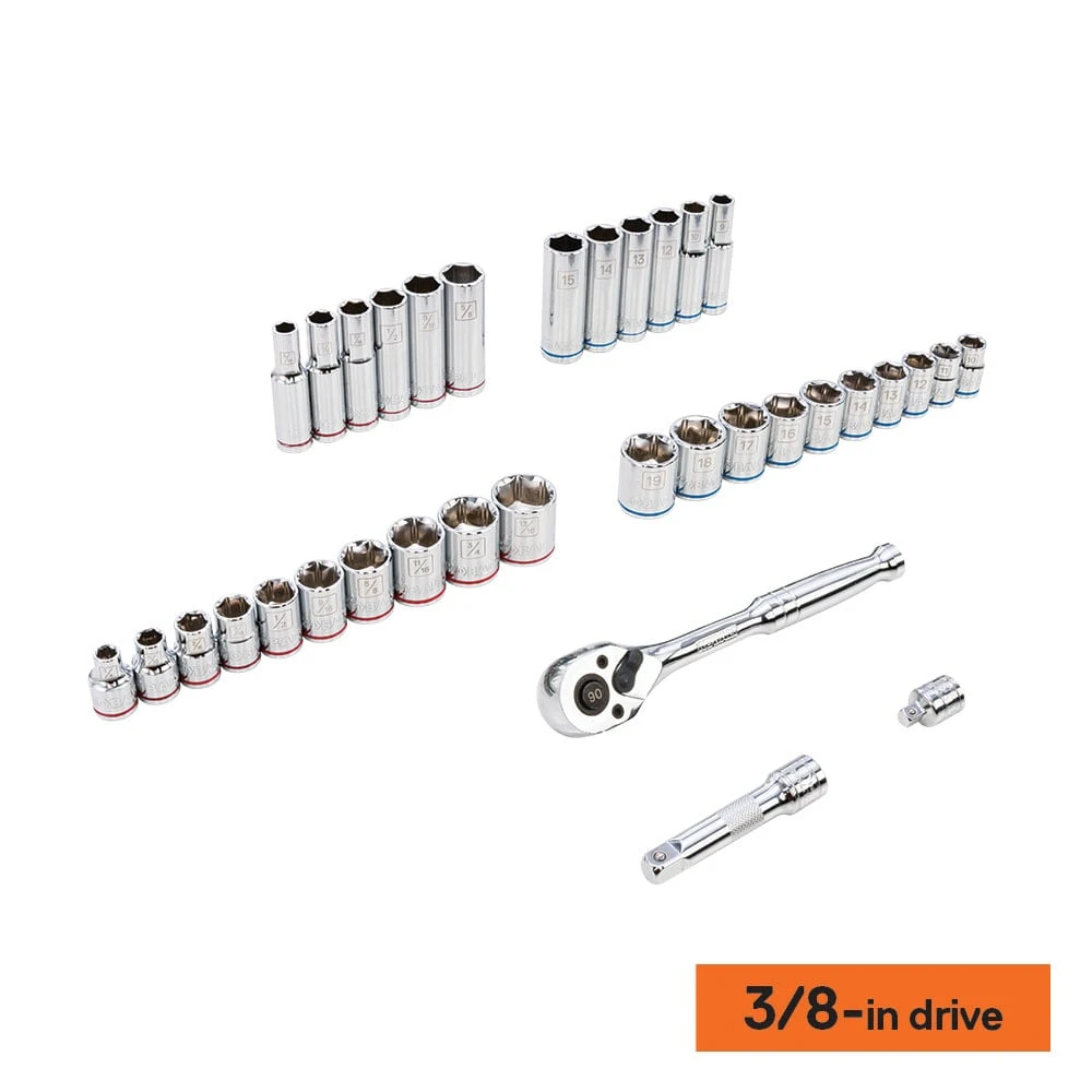 Kobalt Set Chrome 3/8-In) (1/4-In; 100-Piece Mechanic Standard (Sae) Metric Combination Polished Centennial - Image 4