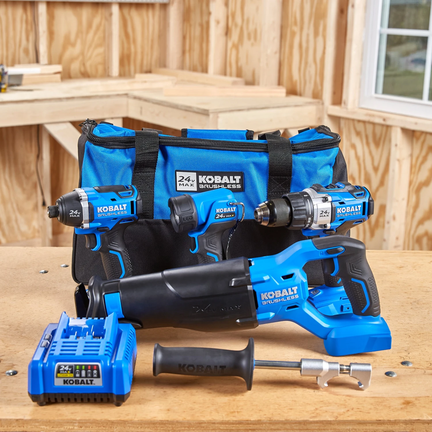 Kobalt Tool Kit Case Charger Max Combo 24-Volt 4-Tool Included Soft Power Included) Brushles - Image 8