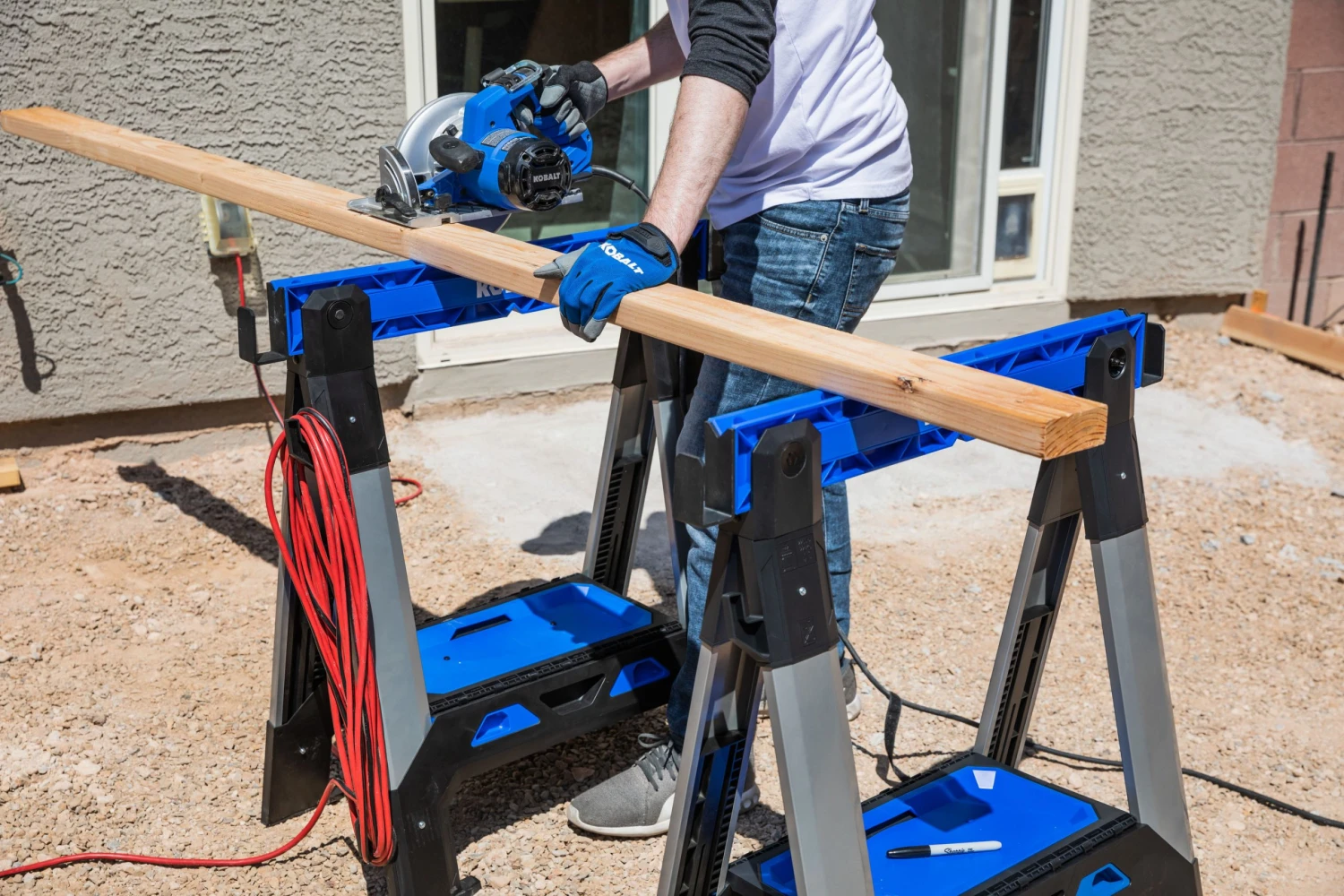 Kobalt Saw Horse Pp Steel 30.63-In W X 33.5-In H Construction Adjustable Capacity) - Image 8